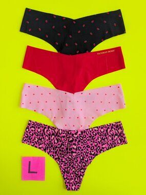 Victoria's Secret PINK Size L Seamless Thong Panty Bundle - 4 pairs